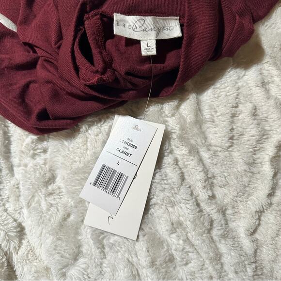 Brea Canyon Size L Rosa Claret Keyhole Turtleneck Blouse cropped business casual - Picture 14 of 15